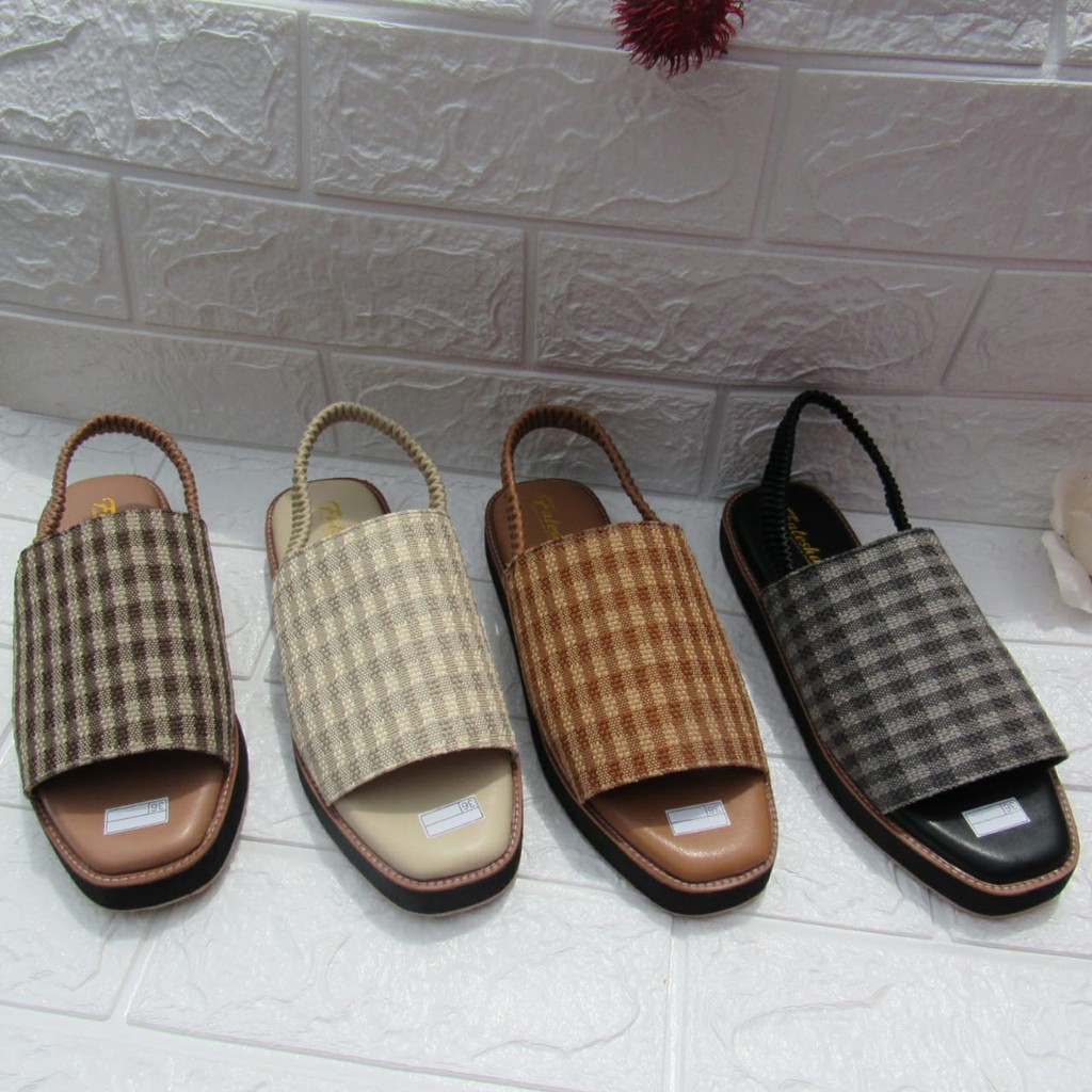 SANDAL FLIP FLOP WANITA SLOP MOTIF KOTAK-NG05