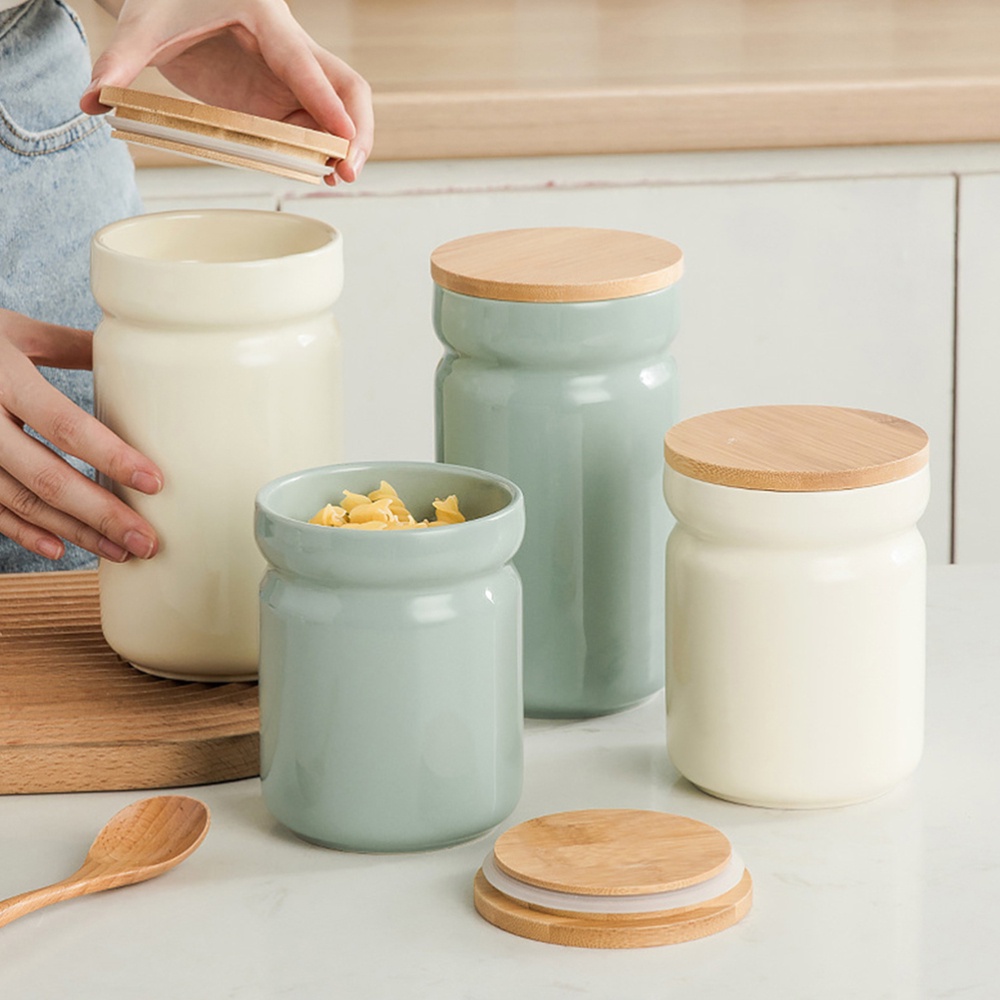 Lillee Tempat Snack Bumbu Gula Garam Seasoning Ceramic Jar Storage Box Organizer