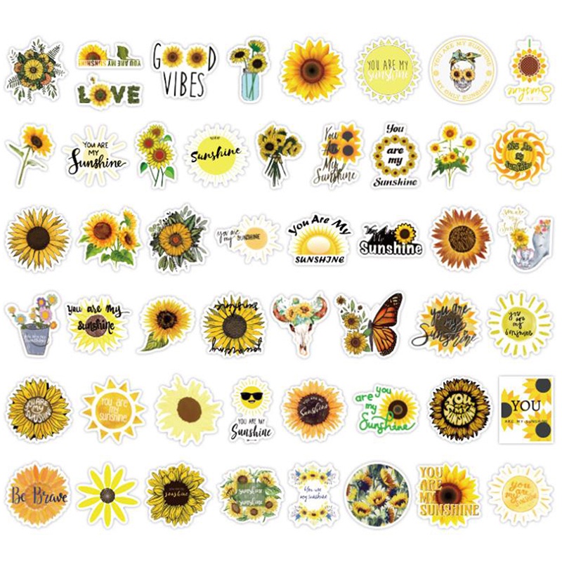 【beautifulhome12.id】50PCS Sunflower You Are my Sunshine Stickers Skateboard Guitar Laptop Motorcycle