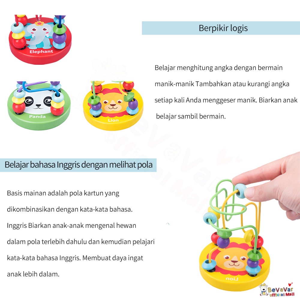 BEVAVAR Wooden Toys Mini Round Beads Mainan Alur Kawat Kecil Wire Maze Game