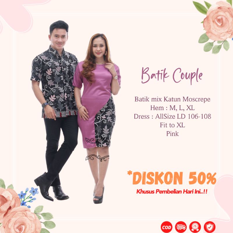 Batik couple keluarga set pakaian couple Hem & dress kombinasi katun moscrepe baju pasangan seragam 