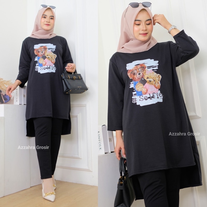 Selfie Tunik - Tunik Jumbo Babyterry Spandex Print DTS LD110 Tangan 7/8 / 366-6934