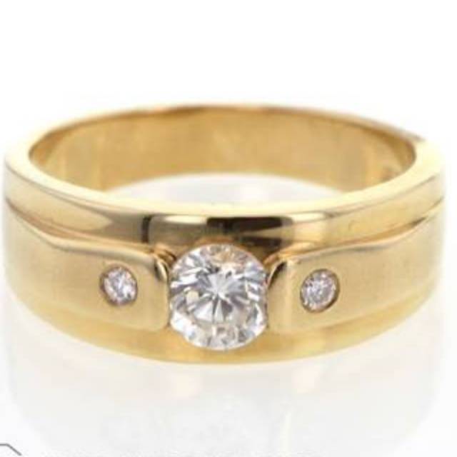 Cincin perak / silver pria dengan berlian asli berkualitas - intan banjar