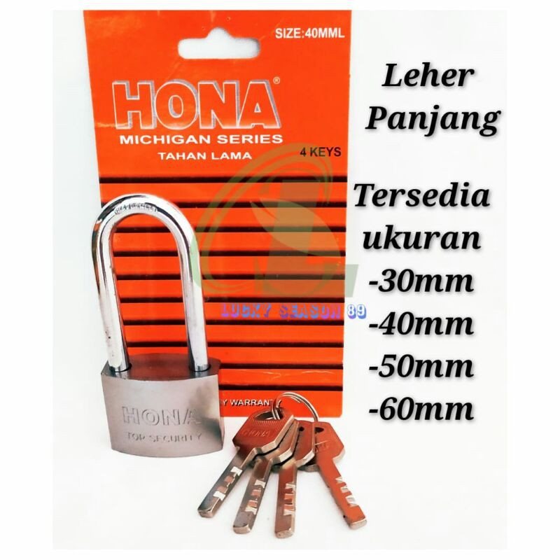 GEMBOK HONA PANJANG VARIAN 30-40-50-60MM/GEMBOK RUMAH/GEMBOK PAGAR/GEMBOK MOTOR DLL