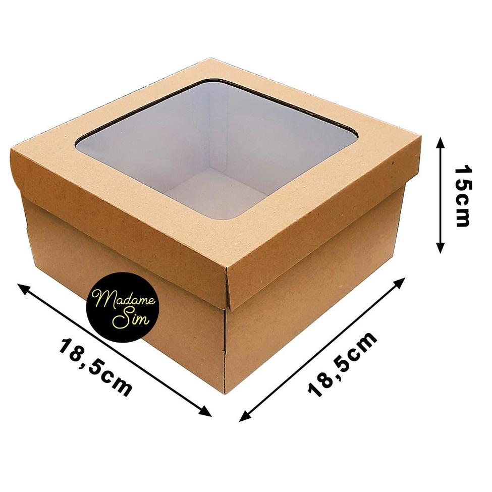 

♣ KOTAK KUE - CAKE BOX - DUS BOLU 18 x 18 x 15 CM - JENDELA (ISI : 10 PCS) ♖