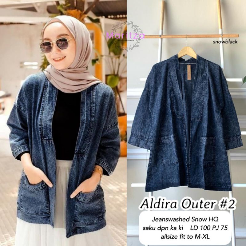 Blazer jeans wanita muslimah / Aldira outer #2 by maritza / jaket blazer jeans wanita