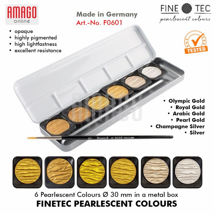 

FINETEC - Pearlescent Colours 6 pcs/set in metal box - 30mm - F0601