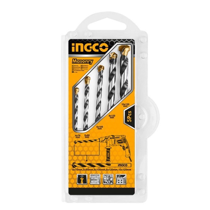 INGCO Mata Bor Beton Tembok Set 5 Pcs Masonry Drill Bits AKDB3055