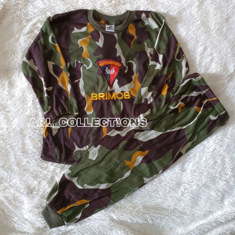 setelan kaos anak loreng brimob pelopor - baju setelan anak loreng brimob panjang - training anak pa