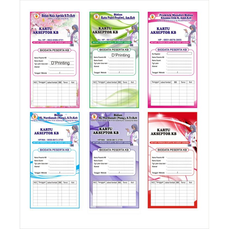 

Kartu Akseptor KB lipat 3 bolak balik