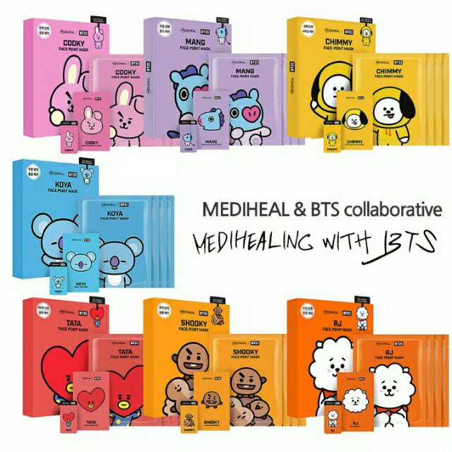 Download Bts Mediheal X Bts Bt21 Masker Korea Bt21 Share Korean Face Point Mask Face Sheet Shopee Indonesia PSD Mockup Templates