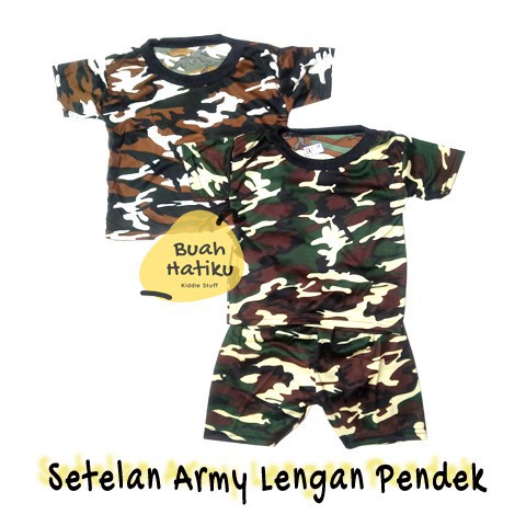BHK Setelan Anak Laki Laki Baju Army Tentara Doreng TNI Bahan Kaos 1-3Th – BHK0045WK