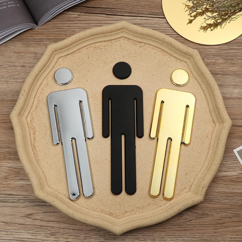 Solighter 3D Toilet Sign Prompt Aksesoris Perekat Diri Kamar Mandi Restroom Toilet DIY Pintu Plakat