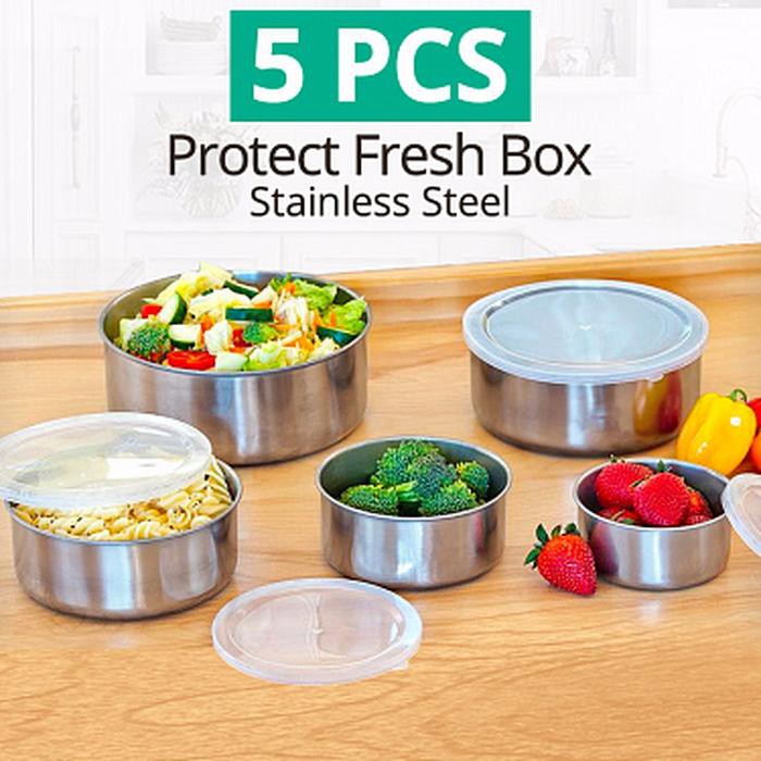 NEW RANTANG STAINLESS STEEL ISI 5 RANTANG SUSUN MURAH FRESH BOX DAPUR KITCHEN LUNCH BEKAL BENTO KIDS