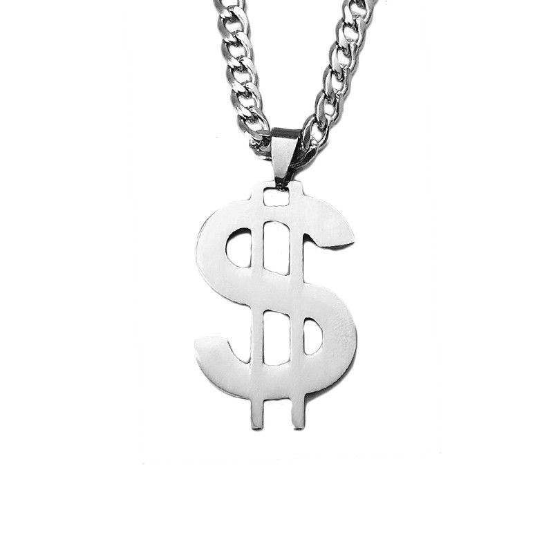 Kalung Liontin Dollar Bahan Titanium Steel Gaya Punk Hip-Hop Retro