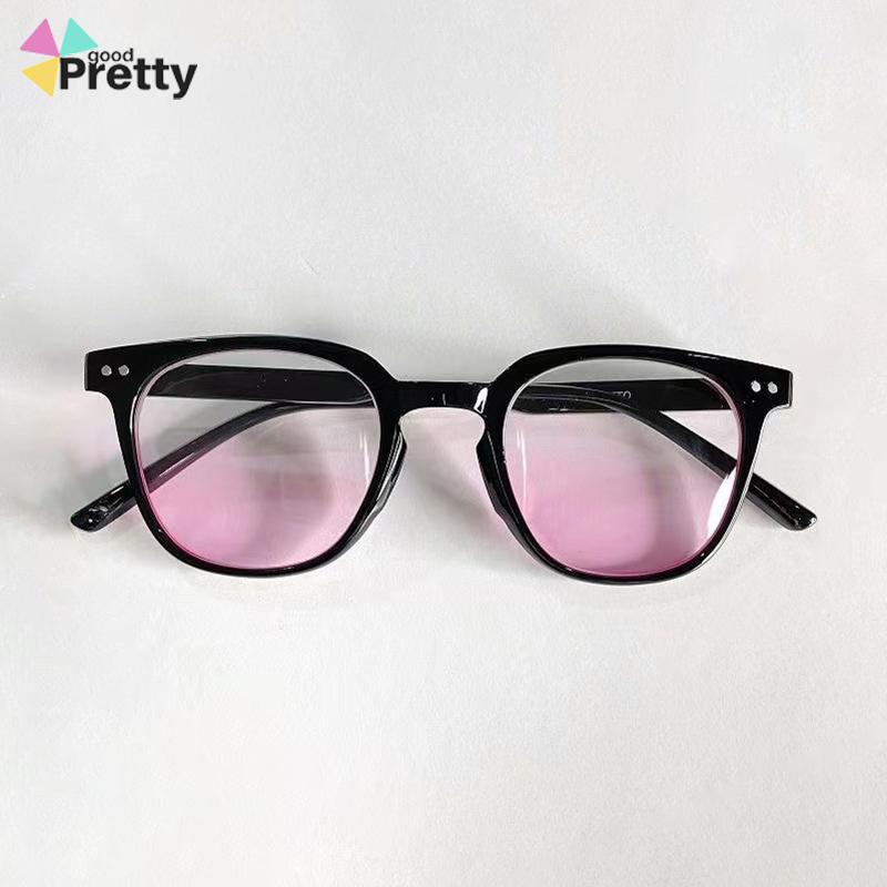 Gradient Pink Blush Glasses Wanita Trendi Wajah Bulat Kacamata Bingkai Hitam untuk Foto - PD