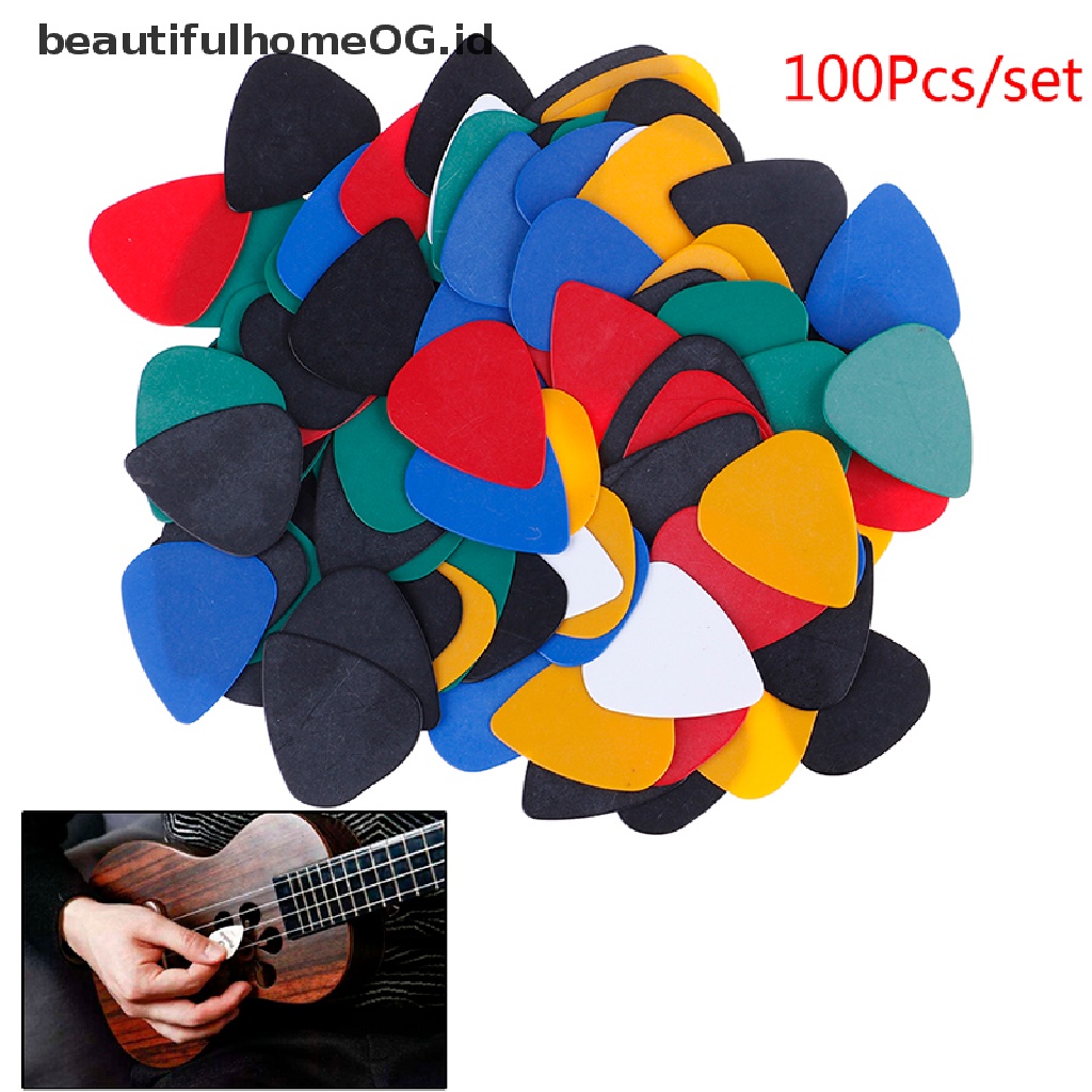 100 Pcs Pick Plectrum Seluloida Warna Lembut Untuk Gitar Akustik Elektrik