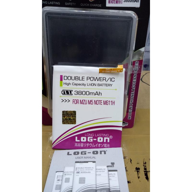 Batre Baterai Double Power Log-On Meizu M5 Note M611H BA621 BA 621
