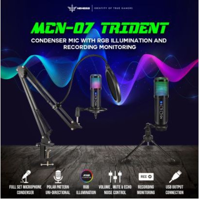 microphone nyk wired usb 2.0 set kit rgb for streaming recording podcast mic 2.5m cable trident mcn-07 mcn07