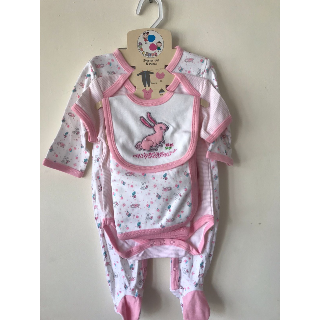 Set Lengkap Pakaian Newborn Bayi Baru Lahir s/d 6 Bulan -Baju Bayi 1 Set Isi 5 Topi Celemek Selimut 