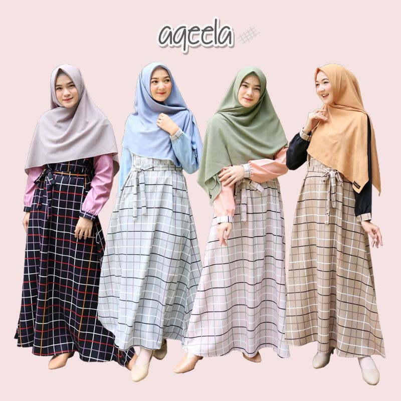 Gamis AQEELA ori by RISKIRICH/ gamis overall gamis motif kotak