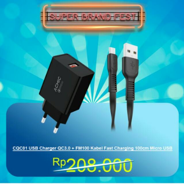 [BUNDLE] ACMIC CQC01 - Quick Charge 3.0 charger + ACMIC FM100 (SBF)