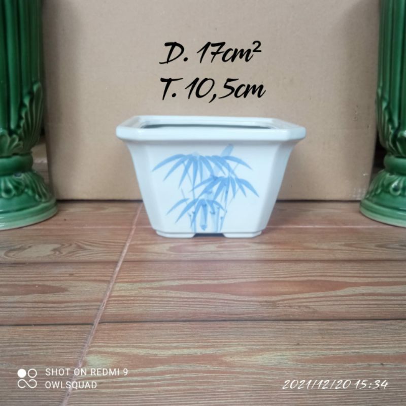 pot kotak bambu keramik