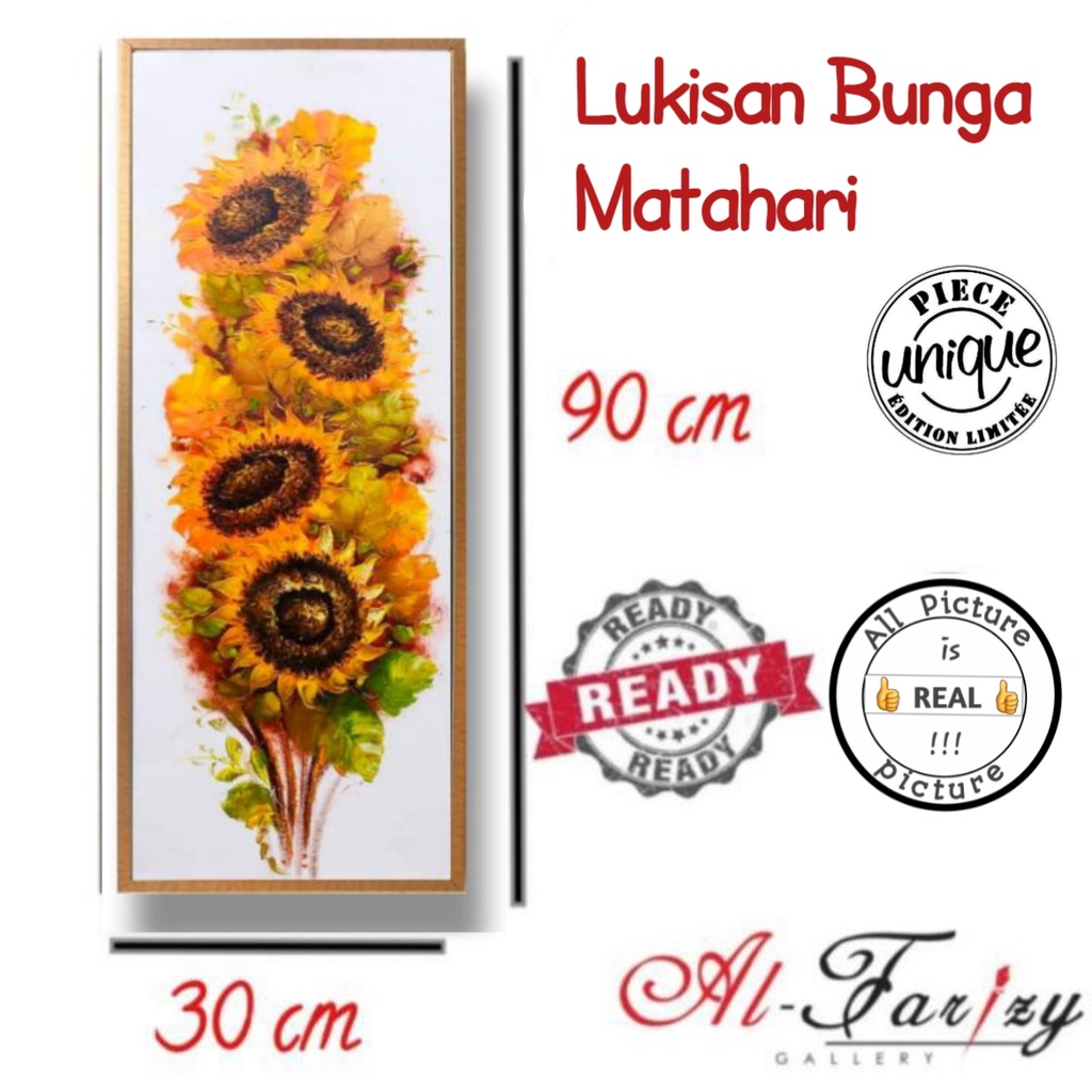 Lukisan Bunga Matahari Unik Minimalis Kanvas Ukuran 30x90 cm lengkap dengan Frem