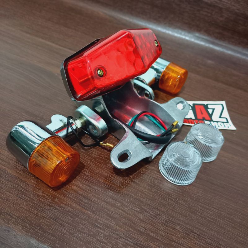 Stoplamp BSA LED diamond Plus Lampu Sein Reting Palu Set Pangkon V80 Lampu Stop belakang CB 100 125
