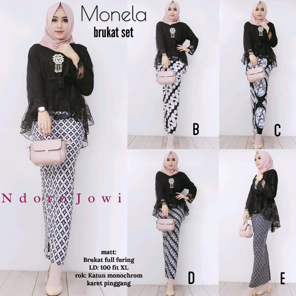 batik wanita kerja brukat monela - kebaya modern