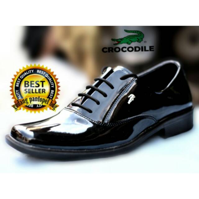 Top Seller☆ Sepatu Pantofel Kulit Crocodile Pria Murah Pendek Formal Kerja Kantor