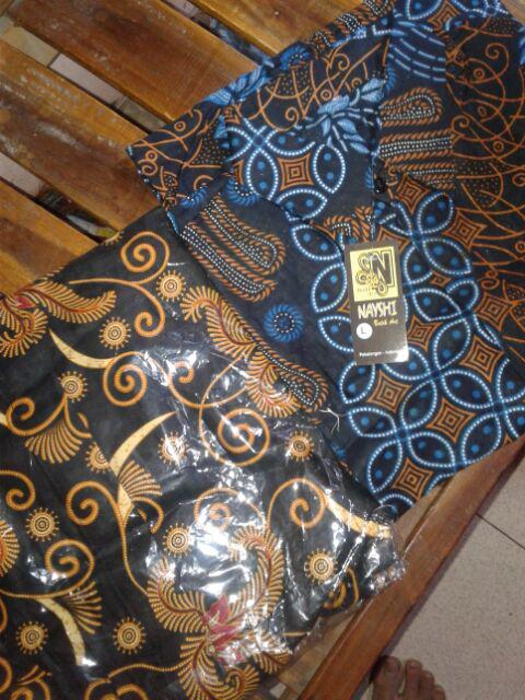 Kemeja Batik Lengan Pendek Arjuna Memanah Mozaik Abu Merak Toska Sogan Kenongo Nayshi Batik Hrb026