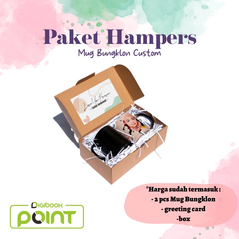 Paket Kado Mug Bungklon Custom - Paket Hampers Mug Bungklon Couple Warna Hitam Murah