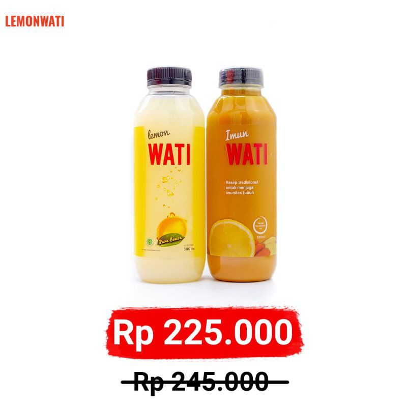 

PAKET COMBO LEMONWATI 500ml DAN IMUNWATI 500ml COCOK UNTUK DIET DAN MENJAGA IMUNITAS
