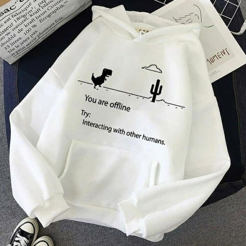 [COD] SWEATER HOODIE WANITA KEKINIAN OFFLINE NOTICED | HOODIE JAKET ATASAN BASIC WANITA KOREAN STYLE FLEECE TEBAL HALUS-Putih