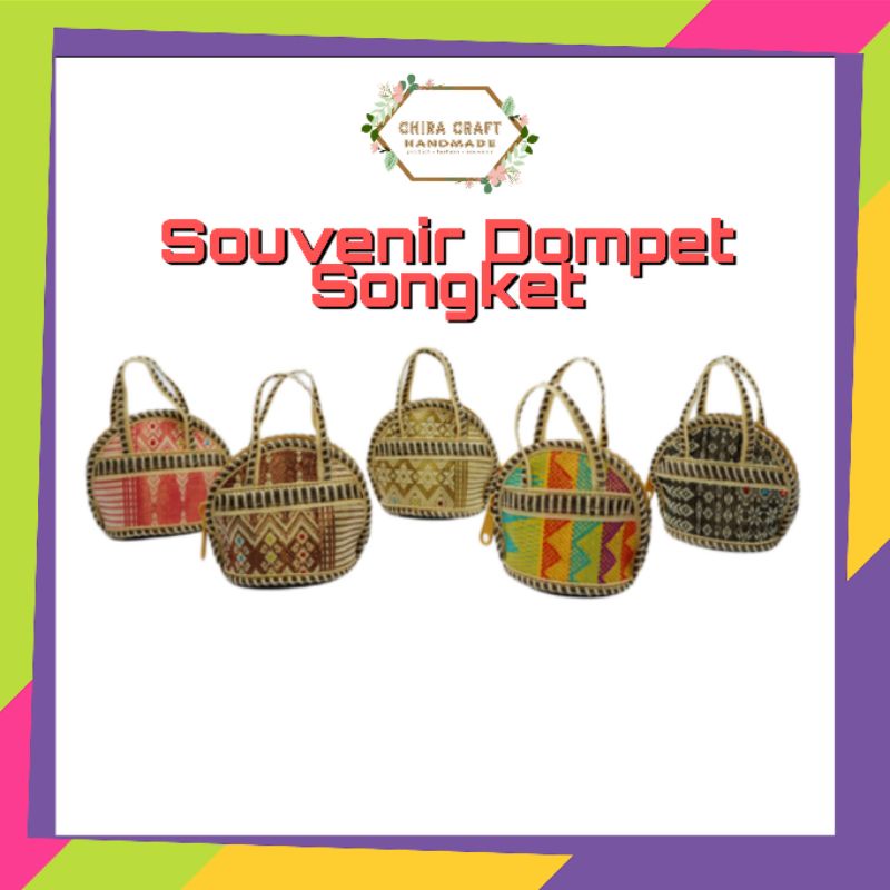 Chiracraft Sgt Dompet Songket Souvenir Model Kerang khas Palembang Etnik Kemasan non Kemasan Mini-10