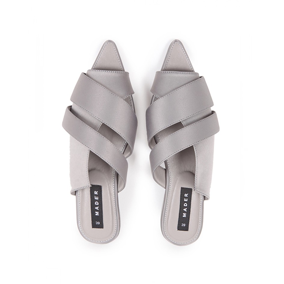 Mader Open Toe Mules Satin Grey