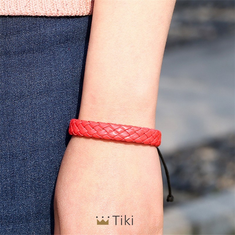 Gelang Pria Tenun Tangan Kulit Bangle Perhiasan Yang Dapat Disesuaikan | TiKi-7
