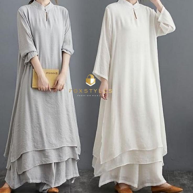 Tidak Diragukan.. Hanako setelan rok (Dress+Rok) bahan crinkle ori realpik