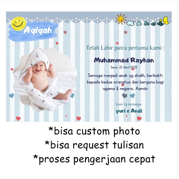 Jual Kartu Ucapan Tasyakuran Aqiqah Kelahiran Anak Bayi | Shopee Indonesia