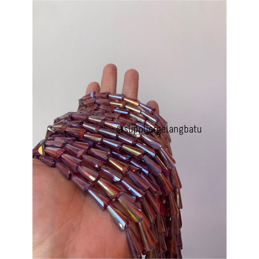 bahan kristal terompet 16 x 10mm METALLIC BROWN PURPLE cokelat PREMIUM