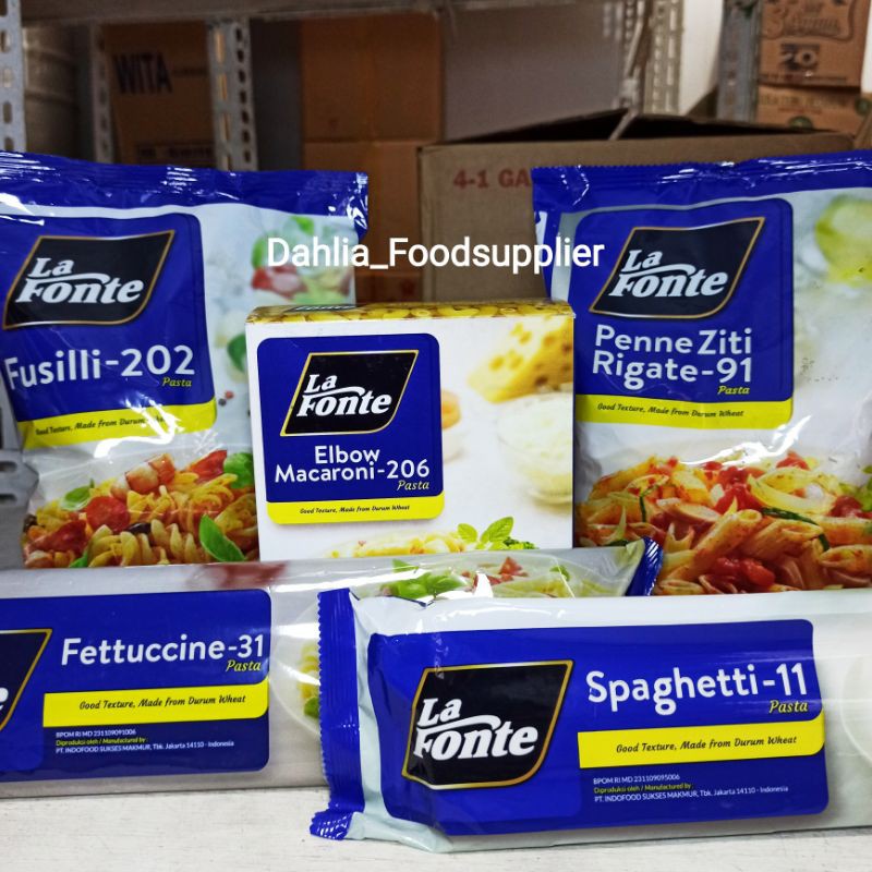 

La Fonte SPAGHETTI | La Fonte FETTUCCINE | La Fonte FUSSILI | La Fonte PENNE ZITI RIGATE 450gr - pasta mie murah mi