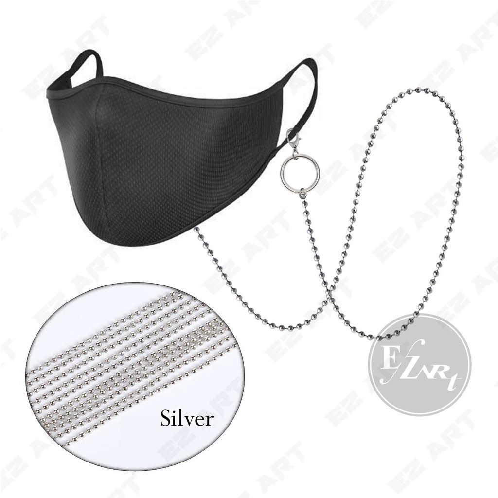 BALL CHAIN MASK STRAP - KALUNG MASKER RANTAI BIJI LADA KPOP KOREA PRIA WANITA GOLD HITAM SILVER