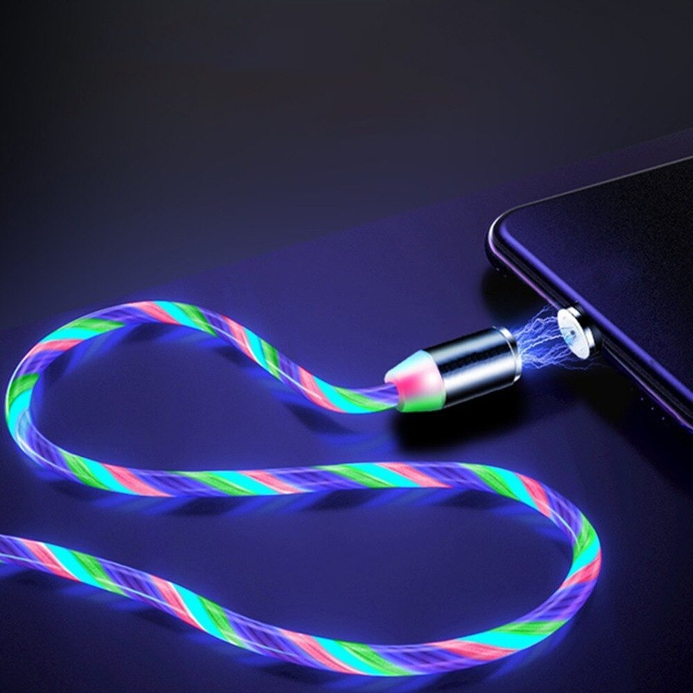 [BISA COD] Kabel Data Magnet Led Charger Micro USB Magnetik Fast Charging untuk IOS Andorit 3 in1 LEd