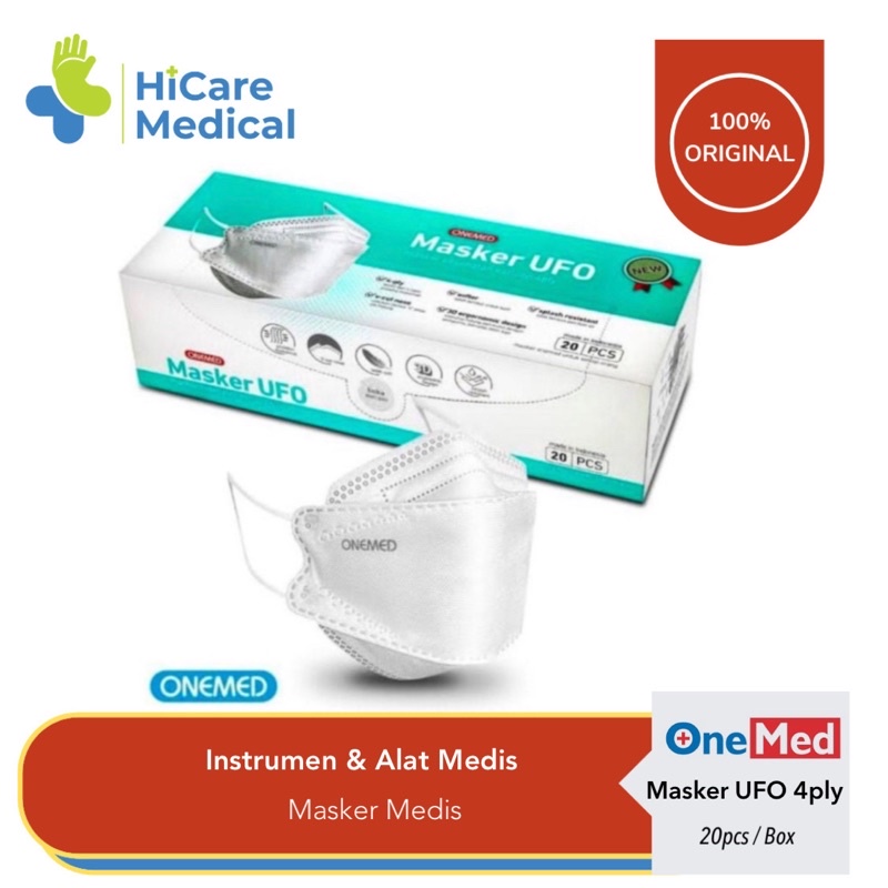 Masker UFO Onemed 4ply / Masker Medis 4ply / Masker KF94 Onemed isi 20