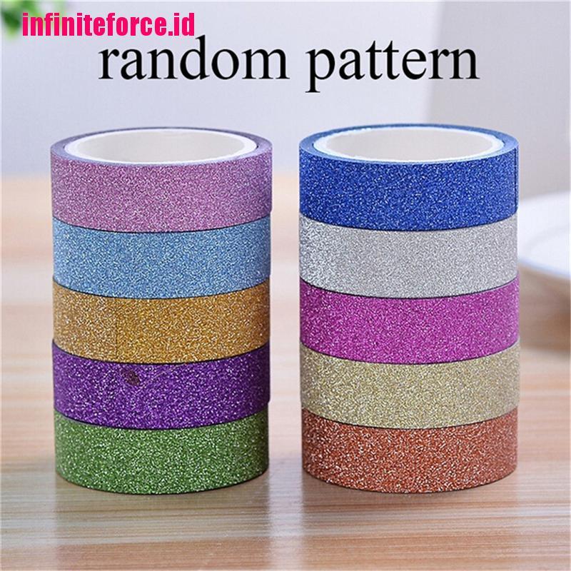 10pcs Glitter Washi Sticky Paper Masking Adhesive Tape Label DIY Craft Decorative