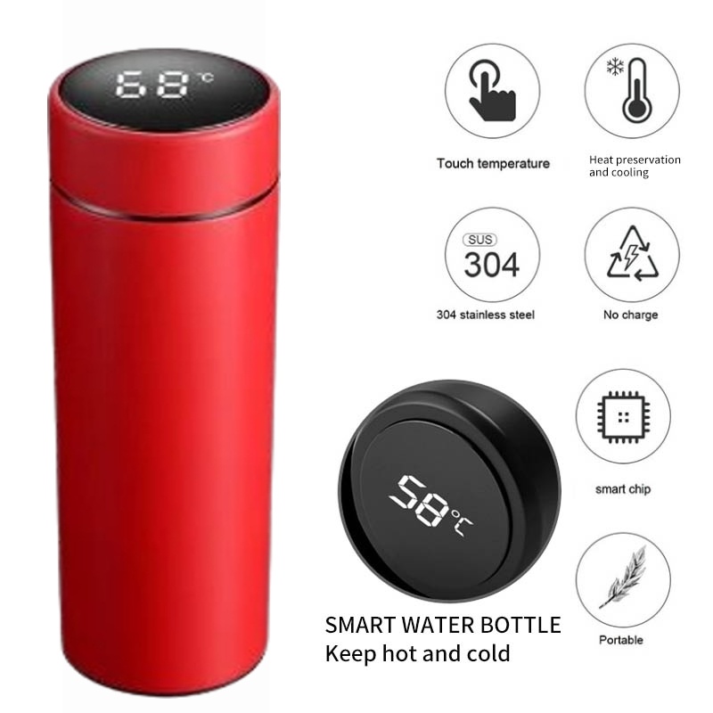 Thermos Air Panas Mini stenlis 500ml LED Display Suhu Temperatur-Termos Air Panas 500ml stainless Tahan 24 Jam-Smart Termos Layar Sentuh Menampilkan Suhu-Tumbler Thermos Temperature LED Display Vaccum Termos Suhu