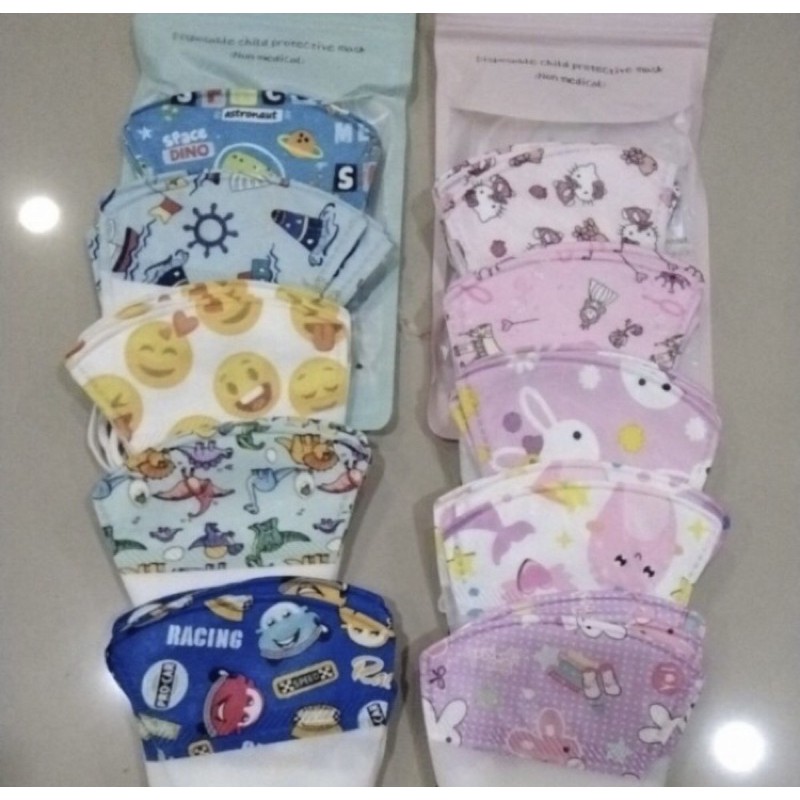 masker duckbill anak motif isi 20 dan isi 50, i care, bestmed