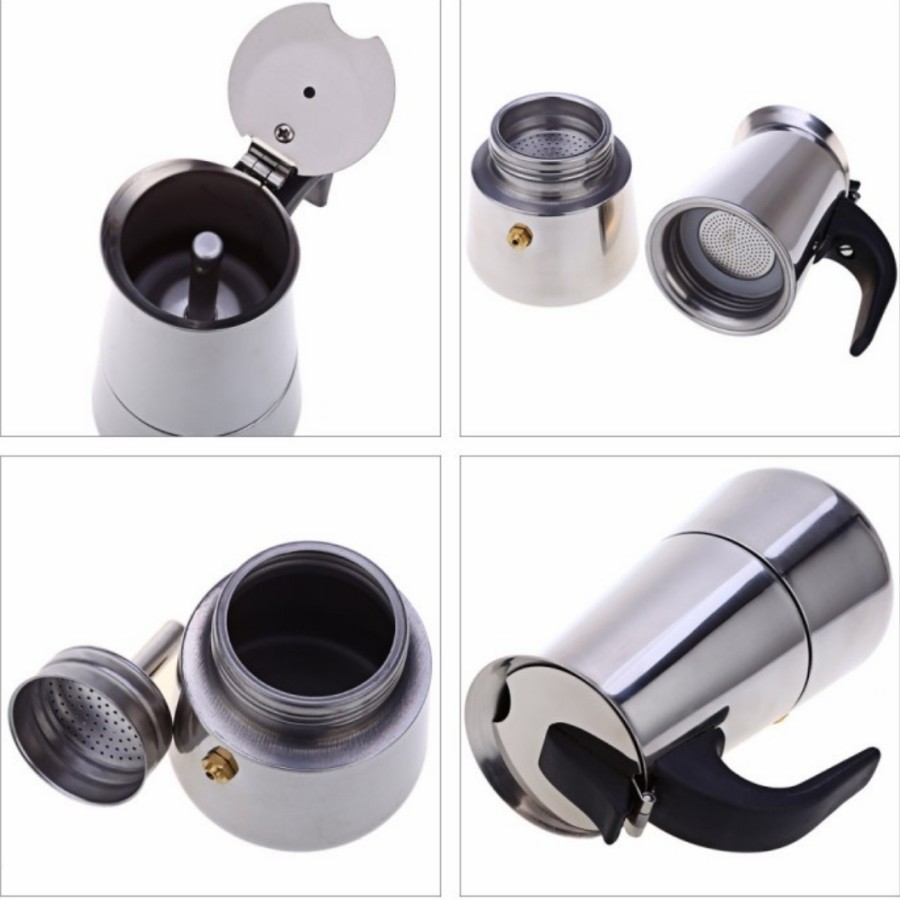 TEKO KOPI STAINLESS Q2-8006 COFFEE MAKER 6 CUP ALAT PEMBUAT KOPI