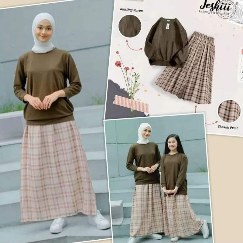 Set Rok Panjang Kniting Remaja 12-18th by Aeraqu/Set Rok Remaja Murah/ Jeshii Kniting Longskiri